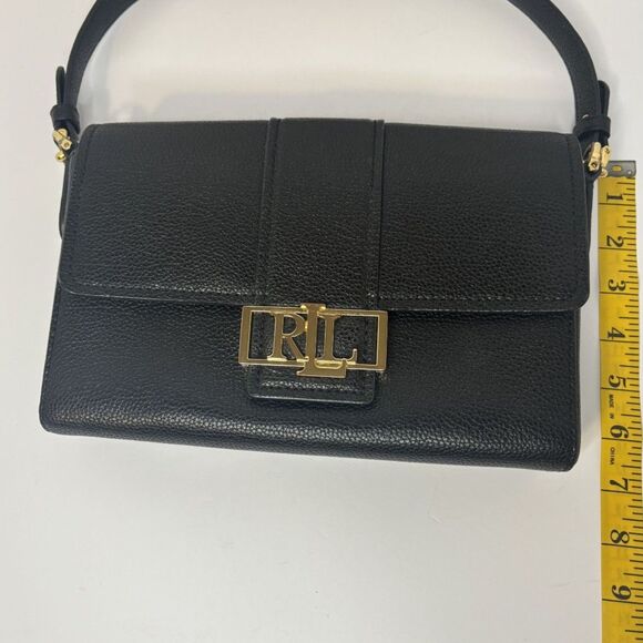 Lauren Ralph Lauren Spencer Black Pebbled Leather Shoulder Bag Gold Hardware - Picture 10 of 10